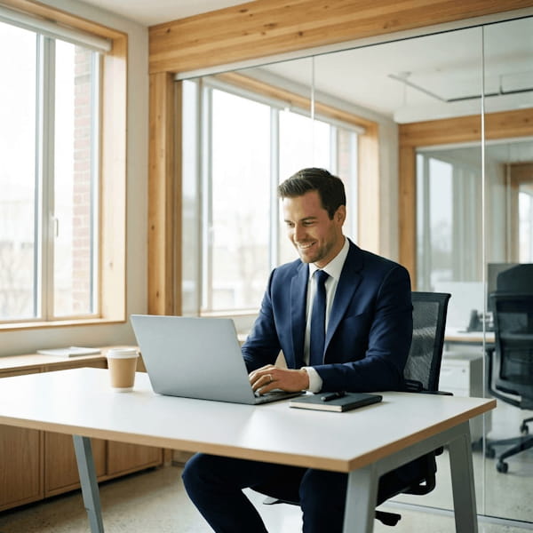Professionnel utilisant Secure Exchanges sur son ordinateur